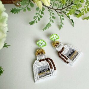 TEQUILA earrings | beaded | dangling | lime and tequila bottle jewelry | new